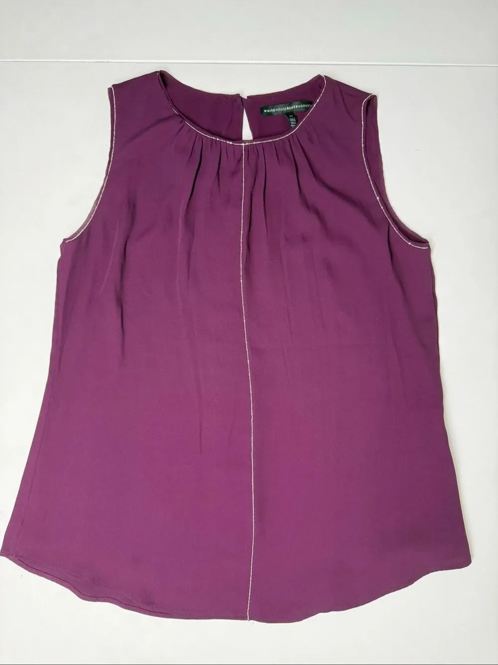 White House Black Market Plum Sleeveless Gathered Neck Top Size 10